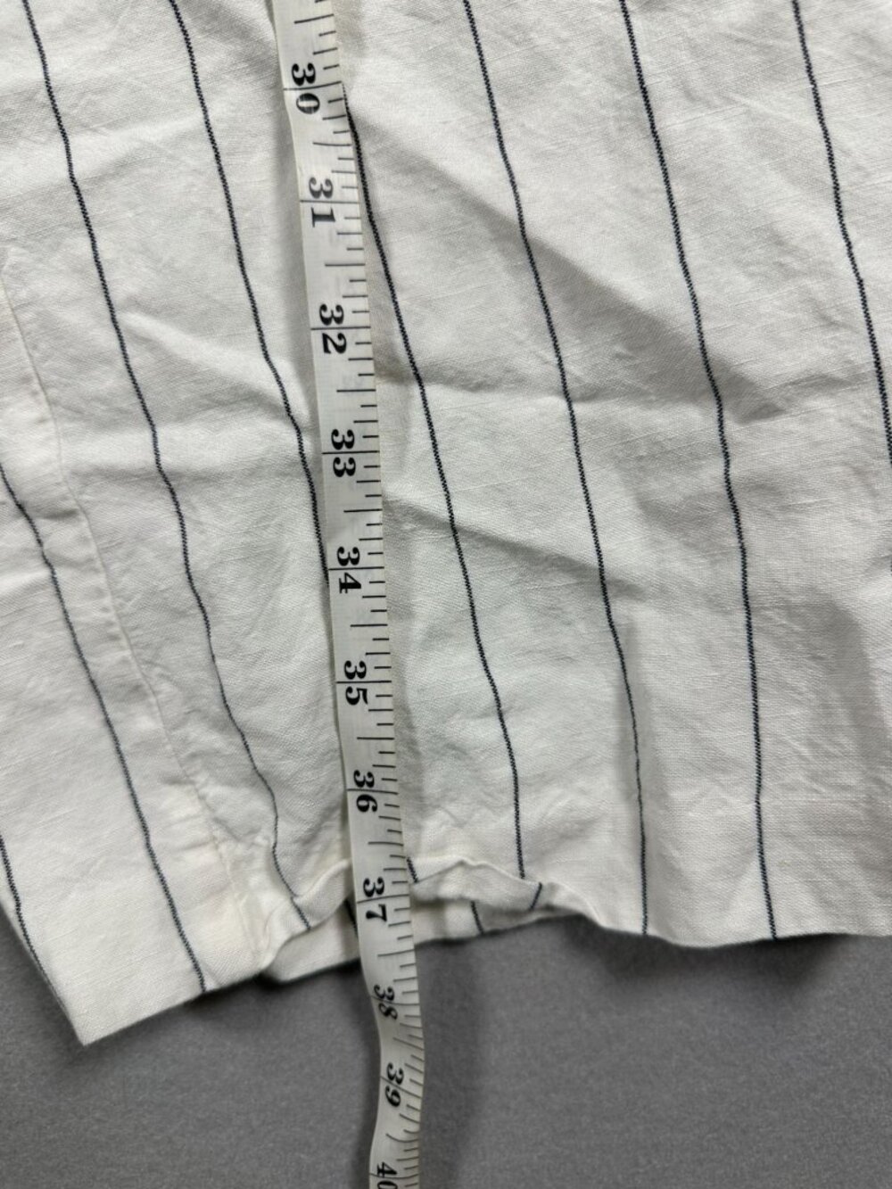 Loft Womens High-Rise Striped Wide-Leg Trousers 10 White Gray Linen Casual Offic - Picture 7 of 9